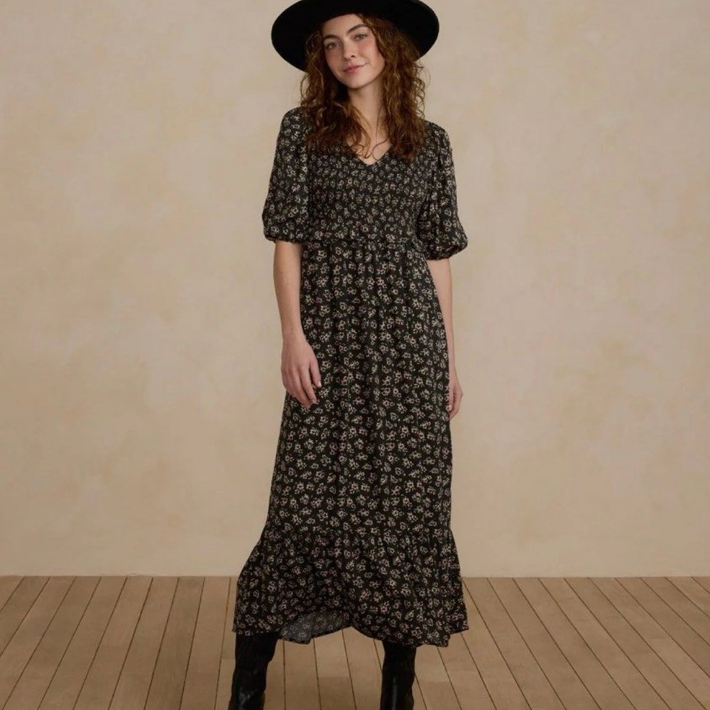 Rylee + Cru Black Floral Maxi Dress